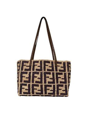 Fendi Roll Small Rapphire Tote Bag Natural Brown